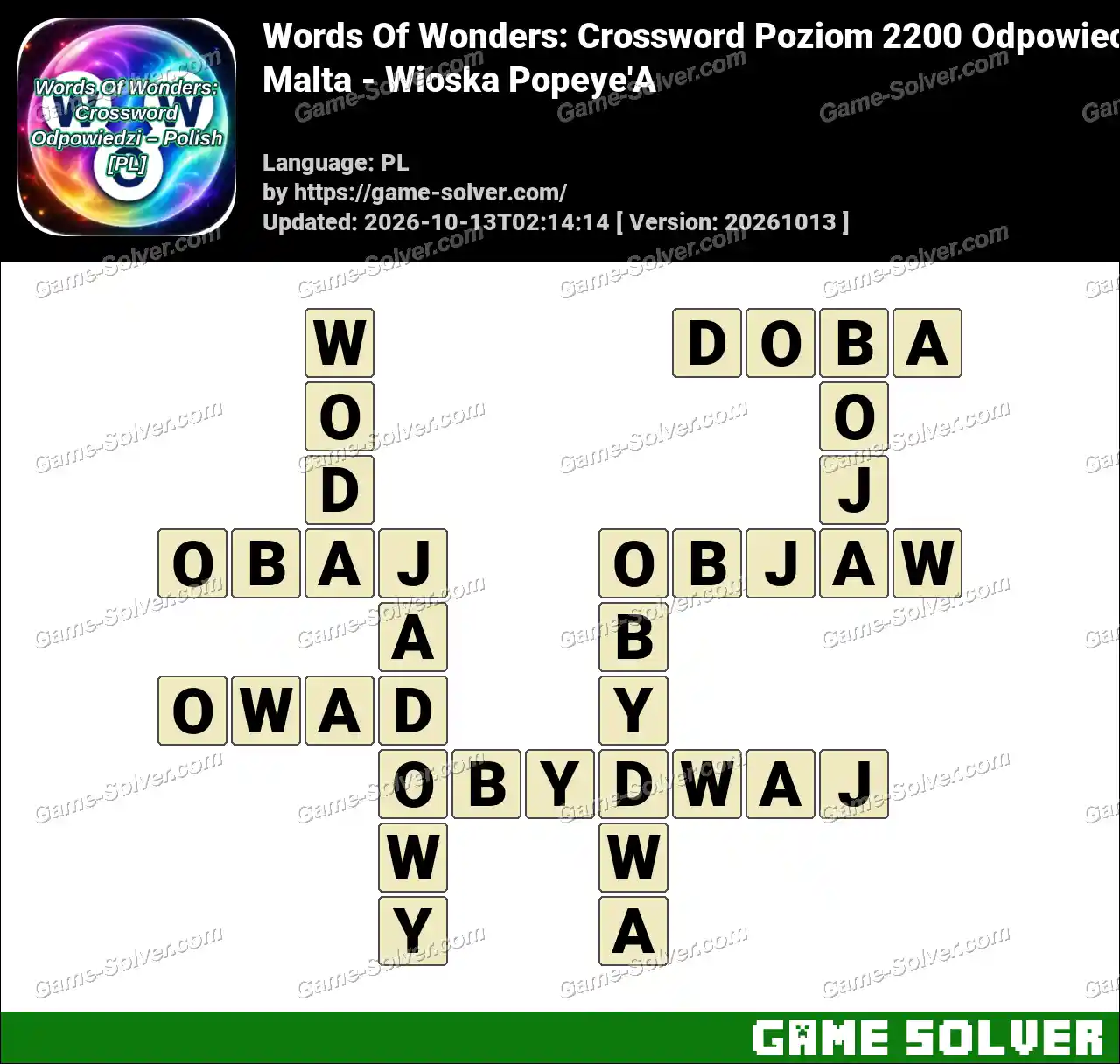 Words Of Wonders: Crossword Poziom 2200 Odpowiedzi – Malta – Wioska Popeye’A